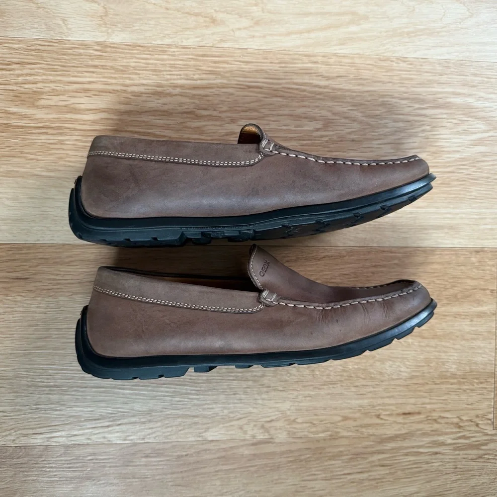 Geox Mens Slip-On Shoes Loafers Close Toe Casual Brown Leather EU 42 US 8.5-9